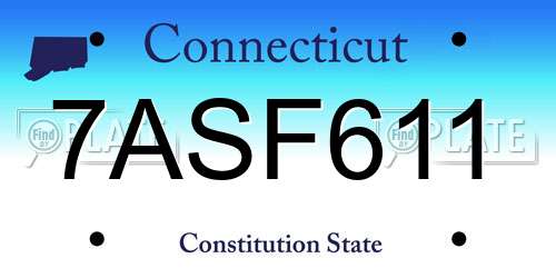 7ASF611 Connecticut License Plate