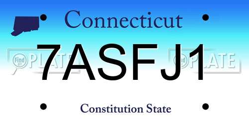 7ASFJ1 Connecticut License Plate