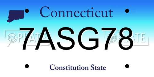 7ASG78 Connecticut License Plate