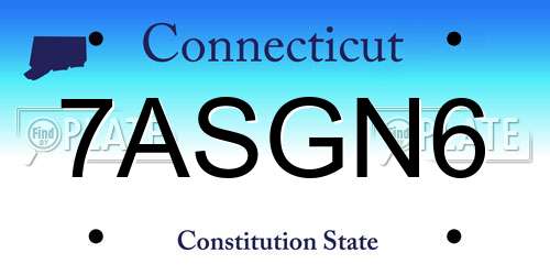 7ASGN6 Connecticut License Plate