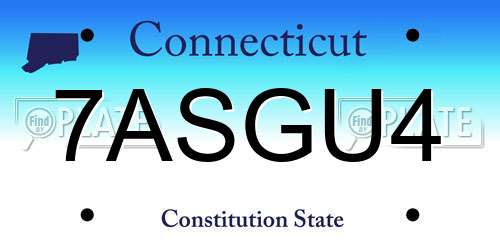 7ASGU4 Connecticut License Plate