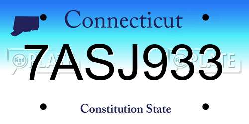 7ASJ933 Connecticut License Plate