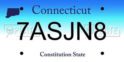7ASJN8 Connecticut License Plate
