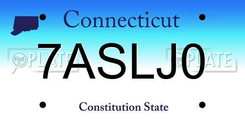 7ASLJ0 Connecticut License Plate