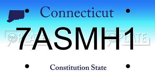 7ASMH1 Connecticut License Plate