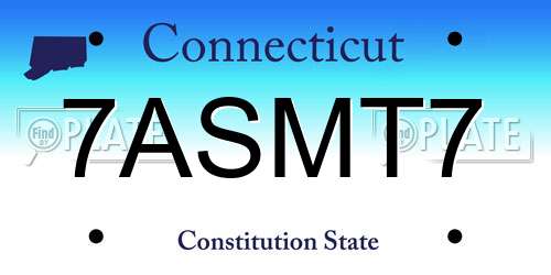 7ASMT7 Connecticut License Plate