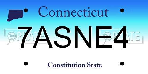 7ASNE4 Connecticut License Plate