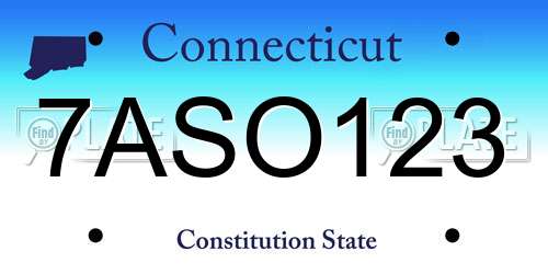 7ASO123 Connecticut License Plate