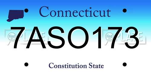7ASO173 Connecticut License Plate