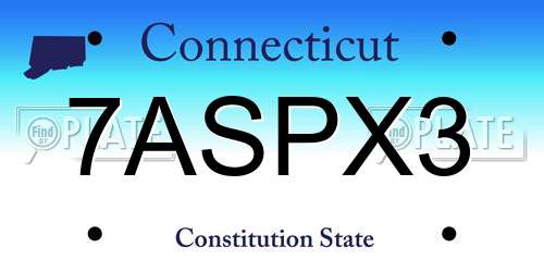 7ASPX3 Connecticut License Plate