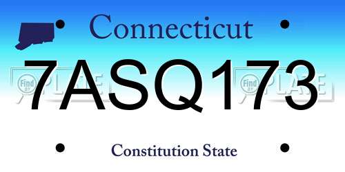 7ASQ173 Connecticut License Plate