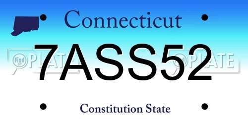 7ASS52 Connecticut License Plate