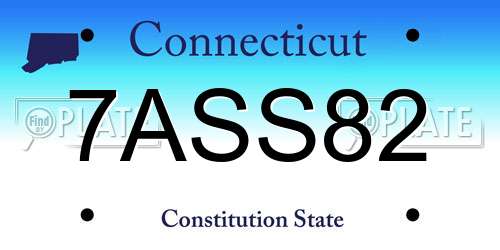 7ASS82 Connecticut License Plate
