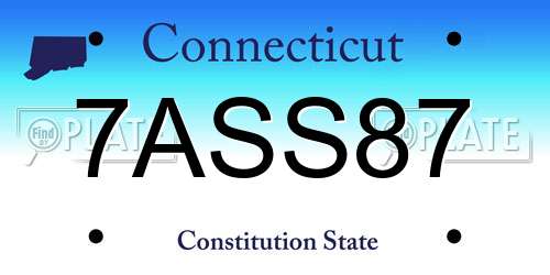 7ASS87 Connecticut License Plate