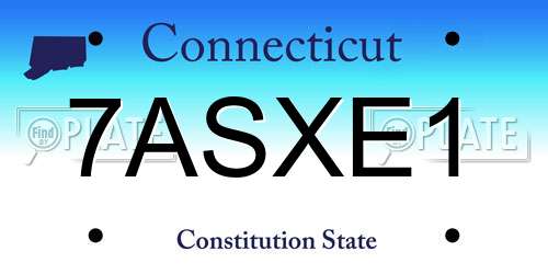 7ASXE1 Connecticut License Plate
