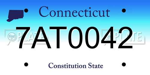 7AT0042 Connecticut License Plate