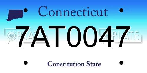 7AT0047 Connecticut License Plate
