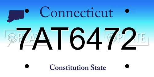 7AT6472 Connecticut License Plate