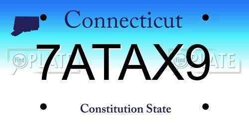 7ATAX9 Connecticut License Plate