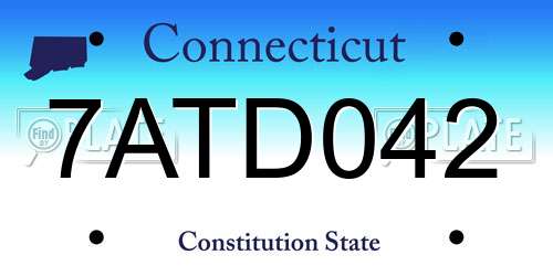 7ATD042 Connecticut License Plate