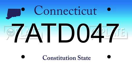 7ATD047 Connecticut License Plate
