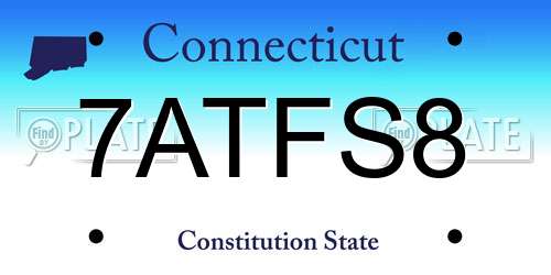 7ATFS8 Connecticut License Plate
