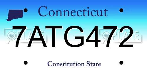 7ATG472 Connecticut License Plate