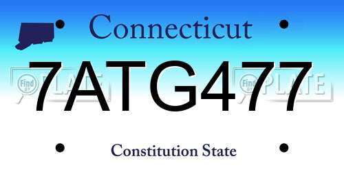 7ATG477 Connecticut License Plate