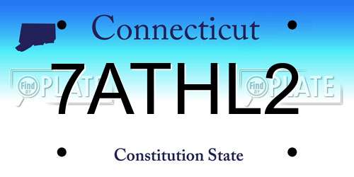 7ATHL2 Connecticut License Plate