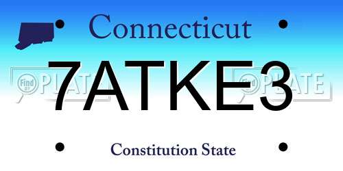 7ATKE3 Connecticut License Plate