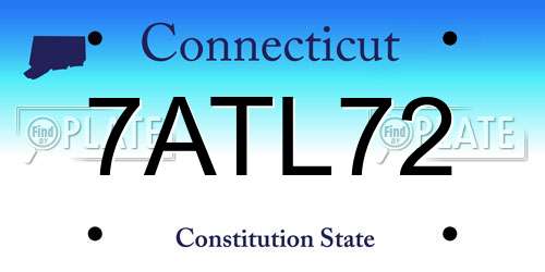 7ATL72 Connecticut License Plate
