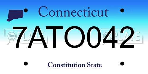 7ATO042 Connecticut License Plate