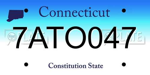 7ATO047 Connecticut License Plate
