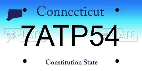 7ATP54 Connecticut License Plate