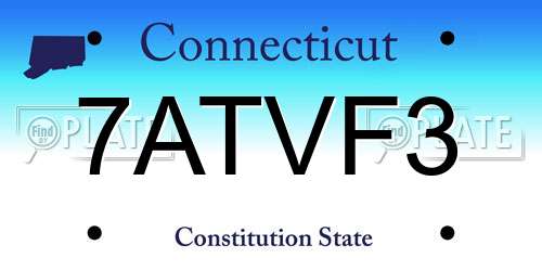 7ATVF3 Connecticut License Plate