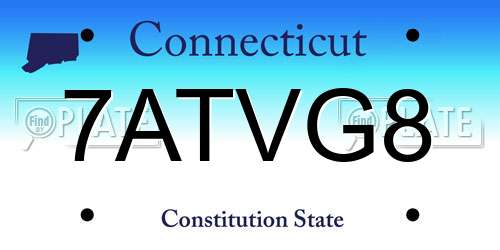 7ATVG8 Connecticut License Plate