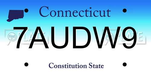 7AUDW9 Connecticut License Plate