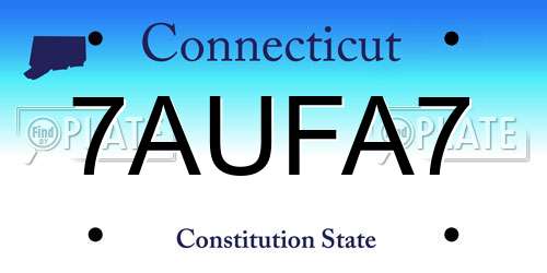 7AUFA7 Connecticut License Plate