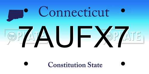 7AUFX7 Connecticut License Plate
