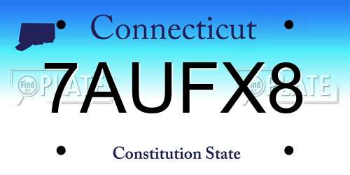 7AUFX8 Connecticut License Plate