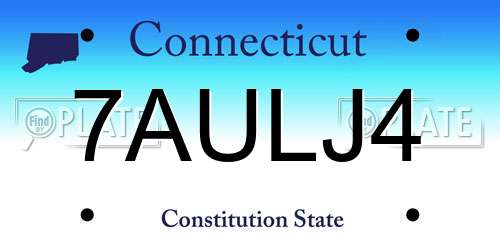 7AULJ4 Connecticut License Plate
