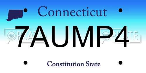 7AUMP4 Connecticut License Plate
