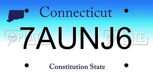 7AUNJ6 Connecticut License Plate