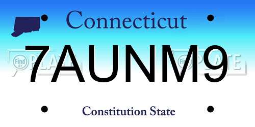 7AUNM9 Connecticut License Plate