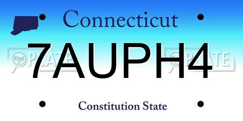 7AUPH4 Connecticut License Plate