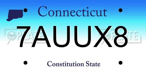 7AUUX8 Connecticut License Plate