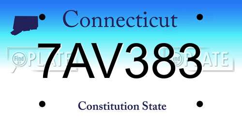 7AV383 Connecticut License Plate