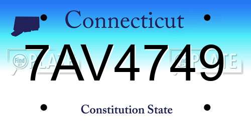 7AV4749 Connecticut License Plate
