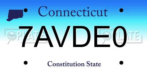 7AVDE0 Connecticut License Plate