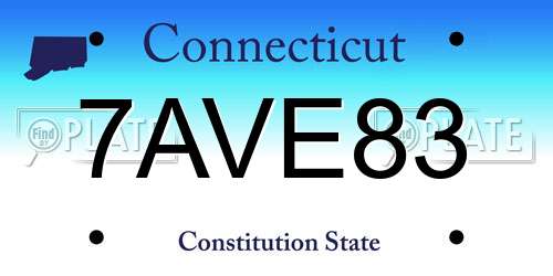 7AVE83 Connecticut License Plate